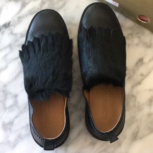 Pomme D’Or Leather Sneaker Pony Hair Fringe Loafer Black size 8